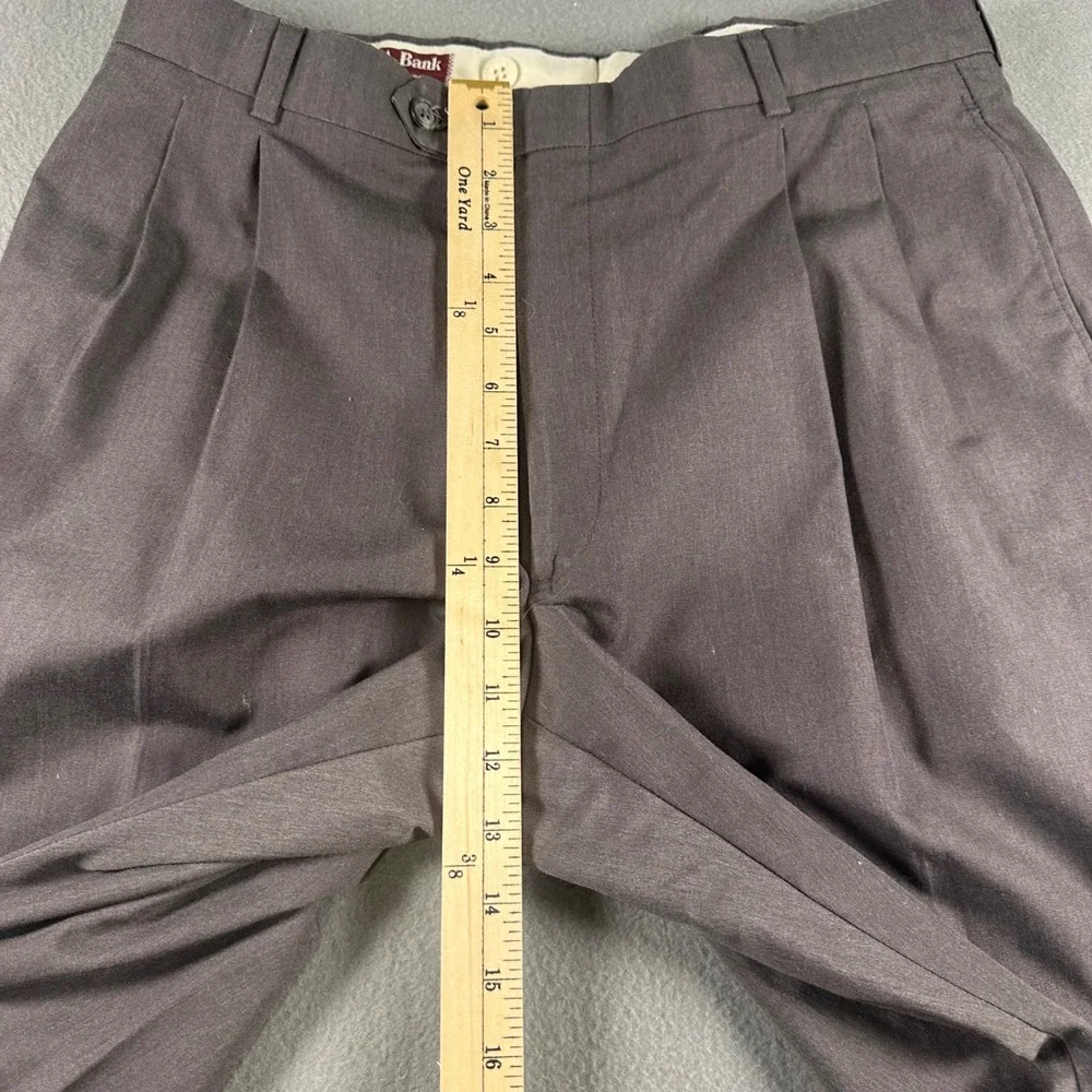 Jos. A. Bank Mens Pleated Cuffed Dress Pants Charcoal Gray USA Made 32x31